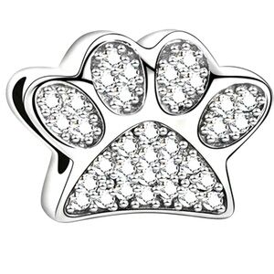 925 sterling silver cubic zirconia paw puppy kitty NWT
